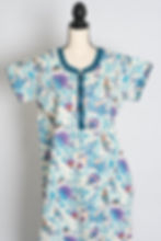 Printed White and Blue Pure Cotton Nightwear in Regular Size