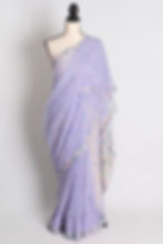 Stardust in Mauve : Hand Embroidered Lucknow Chikankari Chiffon Saree