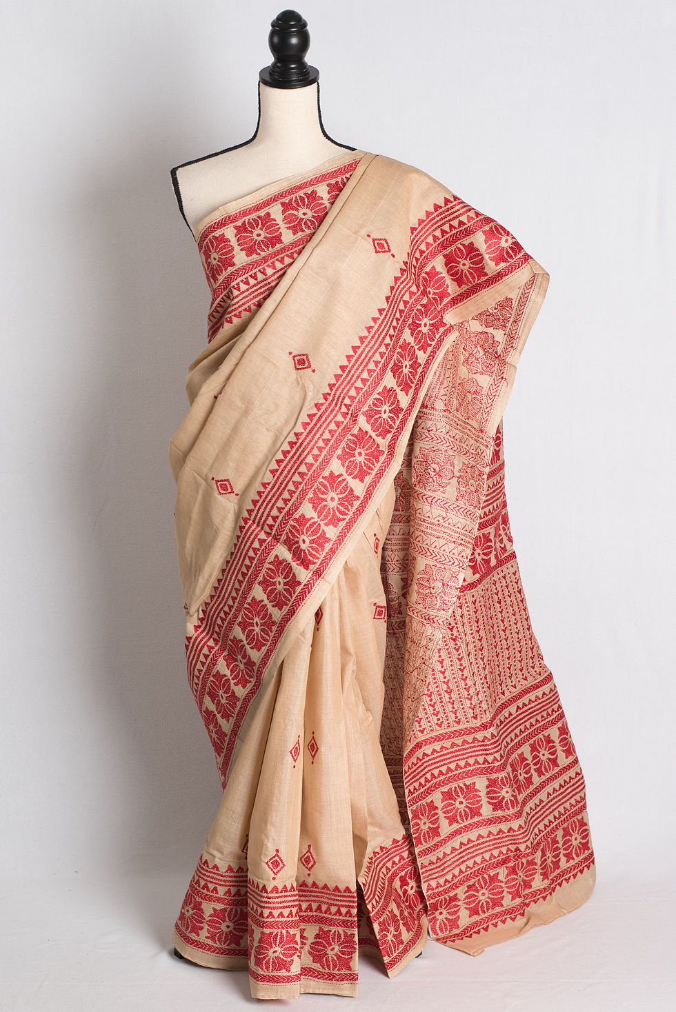 Charulata - Hand Embroidered Tussar Silk Kantha Work Saree