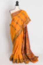 Bidisha : Traditional Baluchari Silk Saree from Bengal in Orange