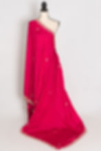 Sunaina dark pink partywear saree with gold Zardosi embroidery, sparkling stone work, and a lightweight designer drape.