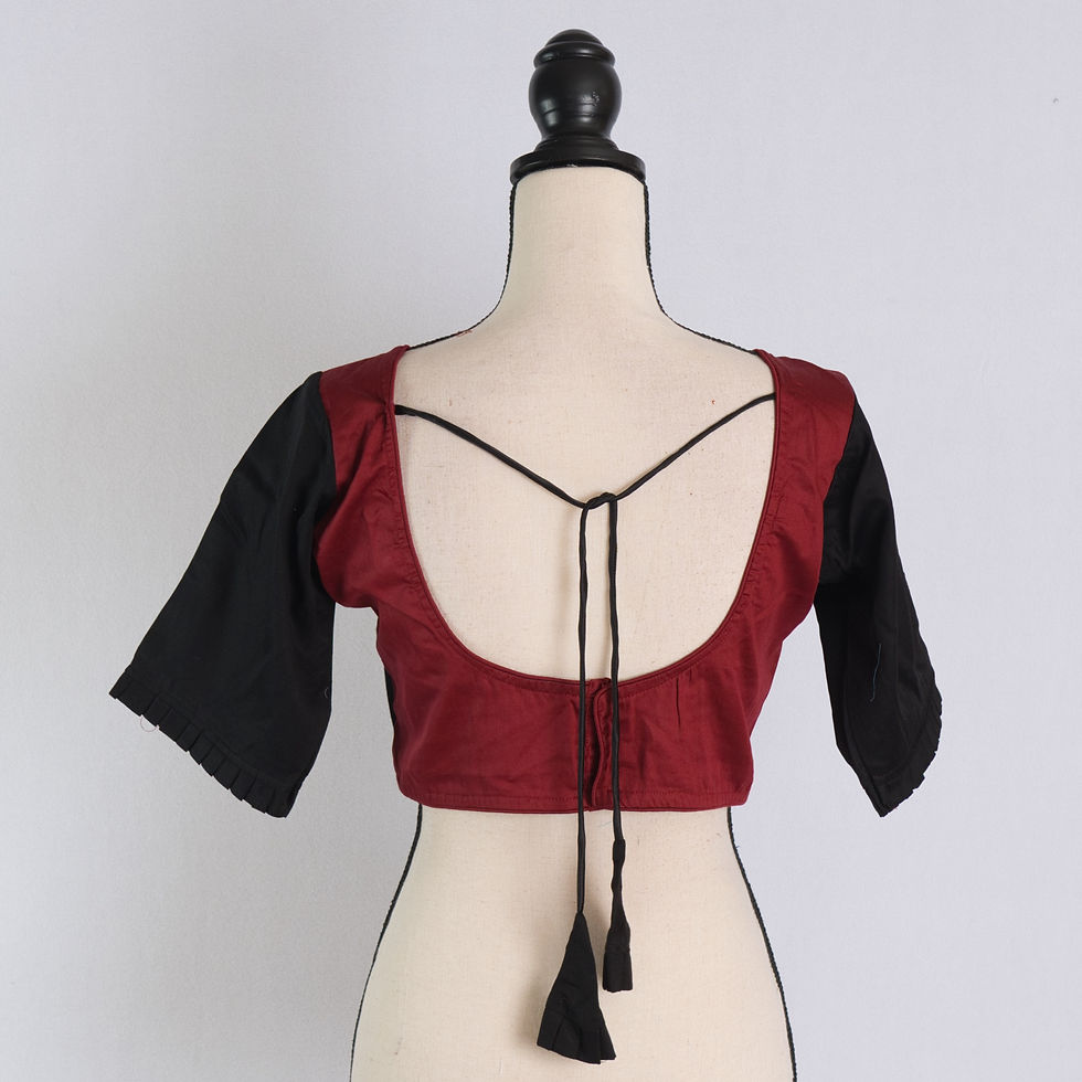 Black and Maroon Sabyasachi Style Loose Sleeves with Frill Blouse in Size 36
