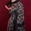 Thumbnail: Silk Mark Certified Madathasu Ikkat Pochampally Silk Saree in Black