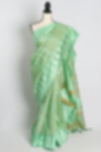 Soft Art Silk Temple Border Saree in Green