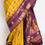 Thumbnail: Nandini yellow and purple checks handwoven Gadwal silk saree with a golden zari border.