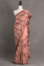 Designer Party Wear Embroidery Saree with Real Beads in English Pink