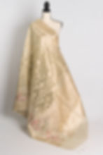 Semi Kota Machine Embroidery Saree in Beige and Gold