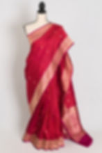 Nargis : Certified Silk Banarasi Saree in Rosy Red and Magenta