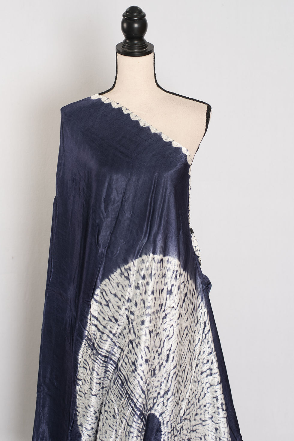 Thumbnail: Sia bluish grey hand Shibori modal silk designer saree with a smooth satin finish and soft drape.
