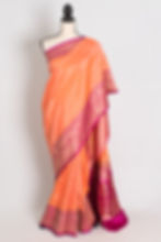 Mohini Pastel Banarasi Silk Saree with Stitched Blouse Size 36 Bengal Looms Edison New Jersey.
