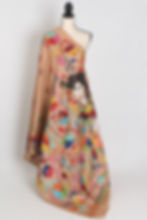 Malati: Silk Mark Certified Hand Embroidery Kantha Silk Saree in Brown