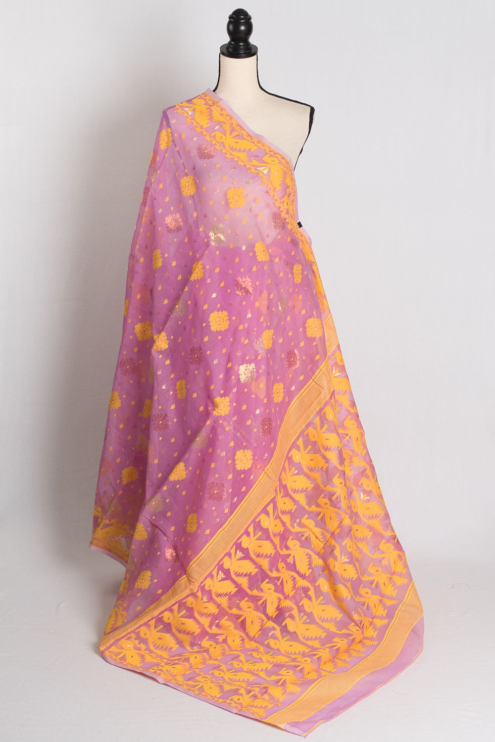 Ritu - Pinkish Mauve Soft Jamdani Saree