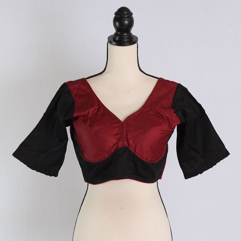 Black and Maroon Sabyasachi Style Loose Sleeves with Frill Blouse in Size 36