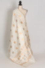 White and Gold Katan Banarasi Silk Saree with Gold Polka Dot Buttas
