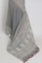 Snigdha grey and silver hand block printed saree in soft linen cotton with a subtle matte finish and artisanal floral pattern