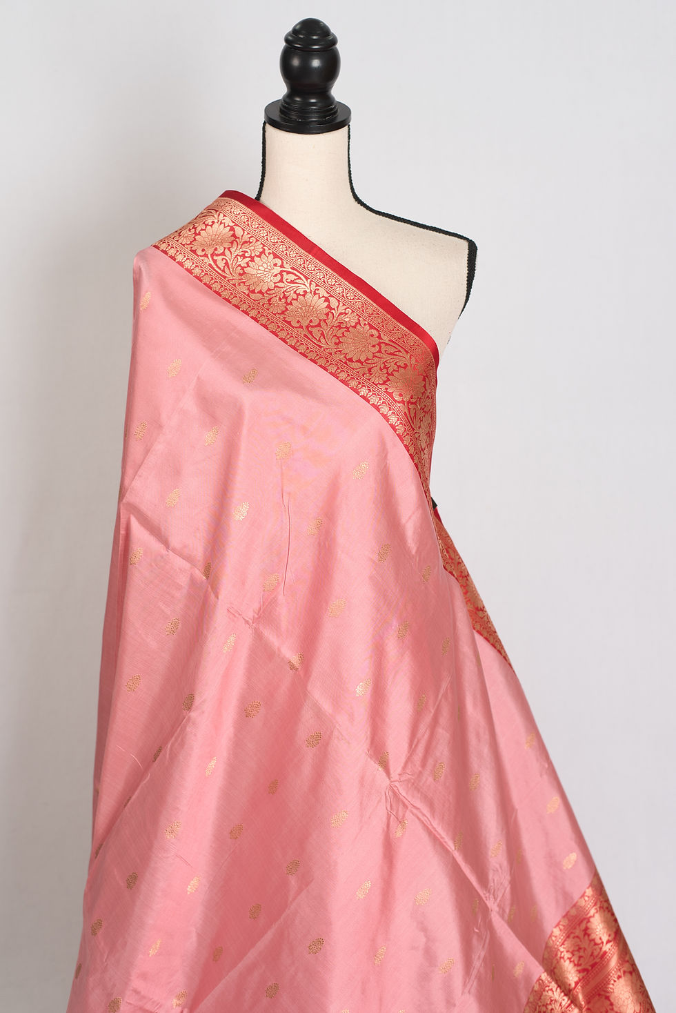 Thumbnail: Kusum : Certified Silk Banarasi Saree in Soft Blush Pink and Red
