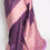 Thumbnail: Purple and Mauve Semi Crepe Georgette Designer Banarasi Saree with Gold Zari Accents.
