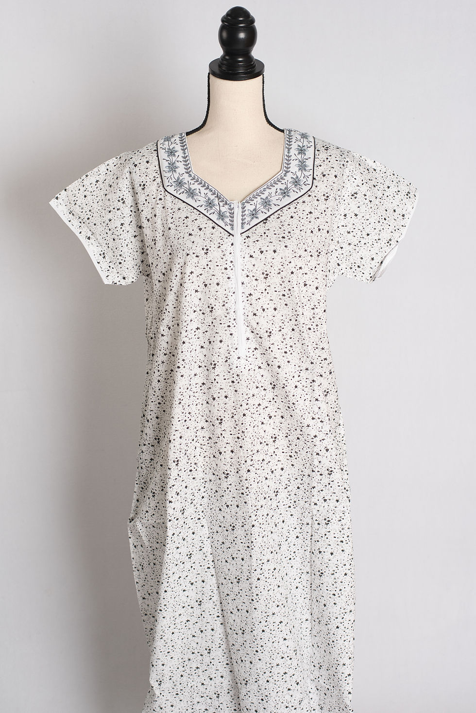 White and Gray Printed Pure Cotton Nightwear in Regular Size