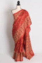 Agni Kutch- Rust Silkmark Certified Hand Embroidered Kutch Work Saree