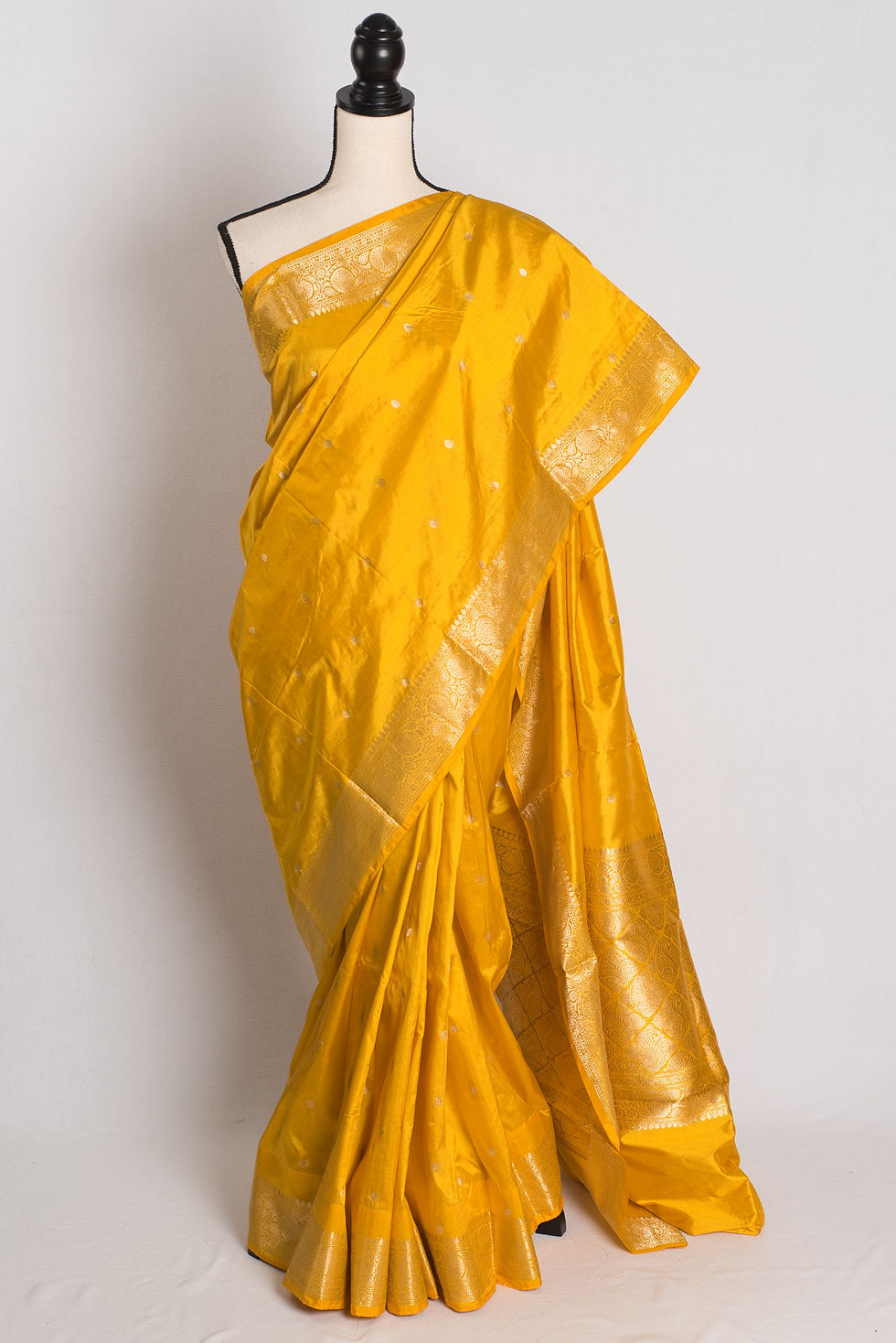 Kanaka : Bright Yellow Lightweight Banarasi Silk Saree