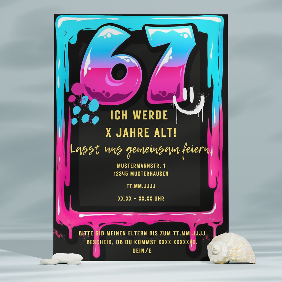 Miniaturbild: Six Seven Geburtstagseinladung Canva Vorlage
