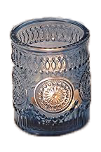 Dusty Blue Glass Votive Holder