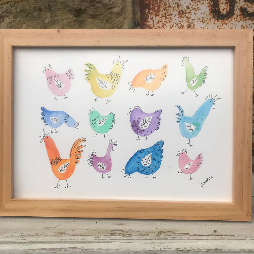 A4 Chicken Water Colour