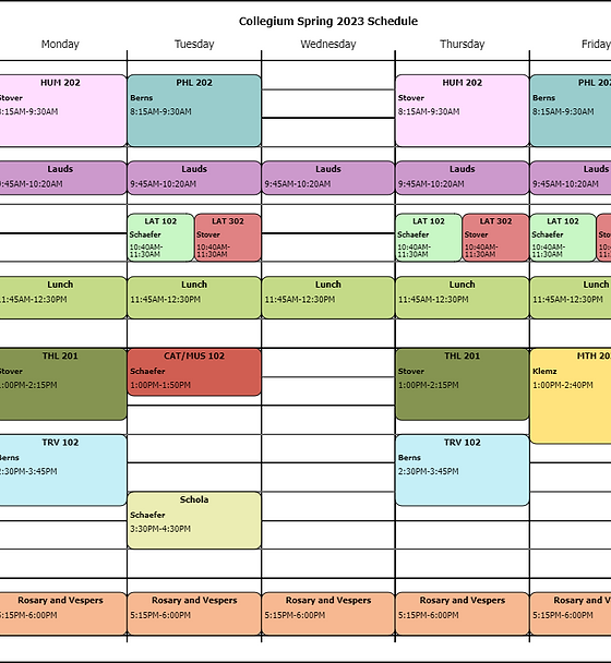 Course Schedule Spring 2023 The Collegium