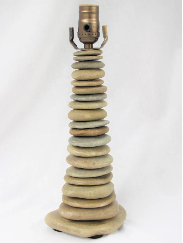 Thumbnail: Skipping Stone Rock Lamp (Medium - 20" Tall), Flat Stone Lamp