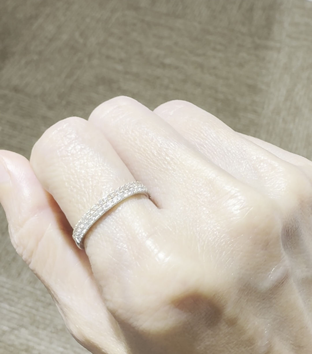 18K Gold Half-Circle Natural Diamond Pile Ring