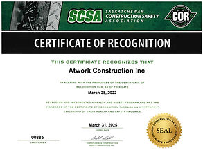 Certificate of Recognition (COR)