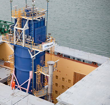 Large heater being transported on a ship