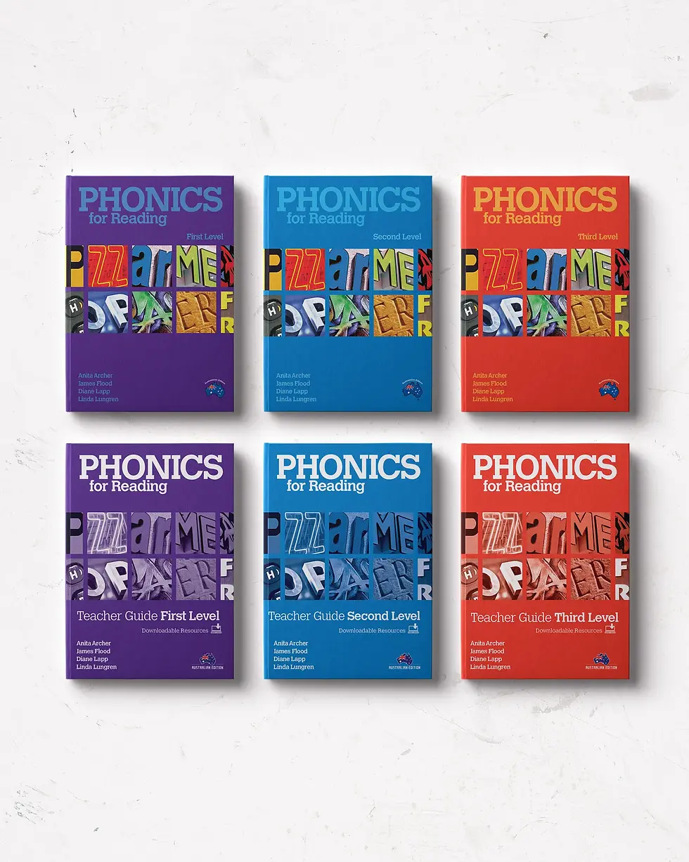 A picture of the phonics for reading program manuals. 
