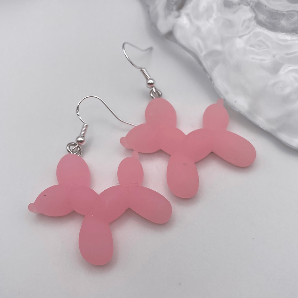 Pink balloon dog earrings