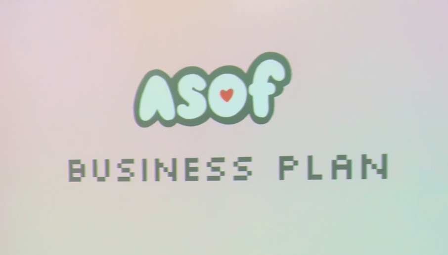 Student business plan cover design titled “ASOF” created for a Colchester Institute project.