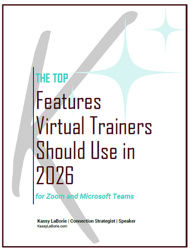 Header graphic for “The Top Features Virtual Trainers Should Use in 2026 for Zoom and Microsoft Teams” by Kassy LaBorie.