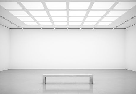 White cube blank walls gallery room fron