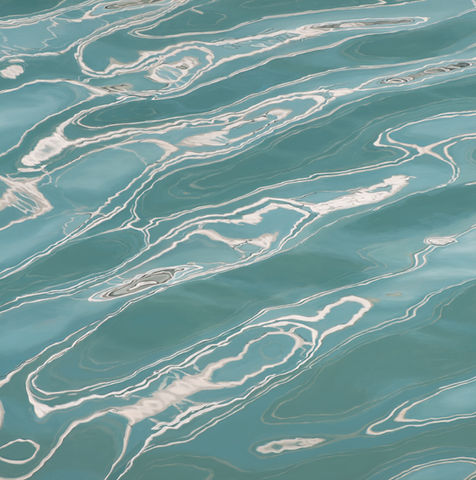Large Serene Water abstract painting in dusty teals and creams by Elizabeth Geisler
