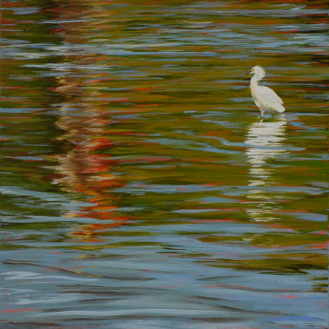 Andante egret painting by Elizabeth Geisler