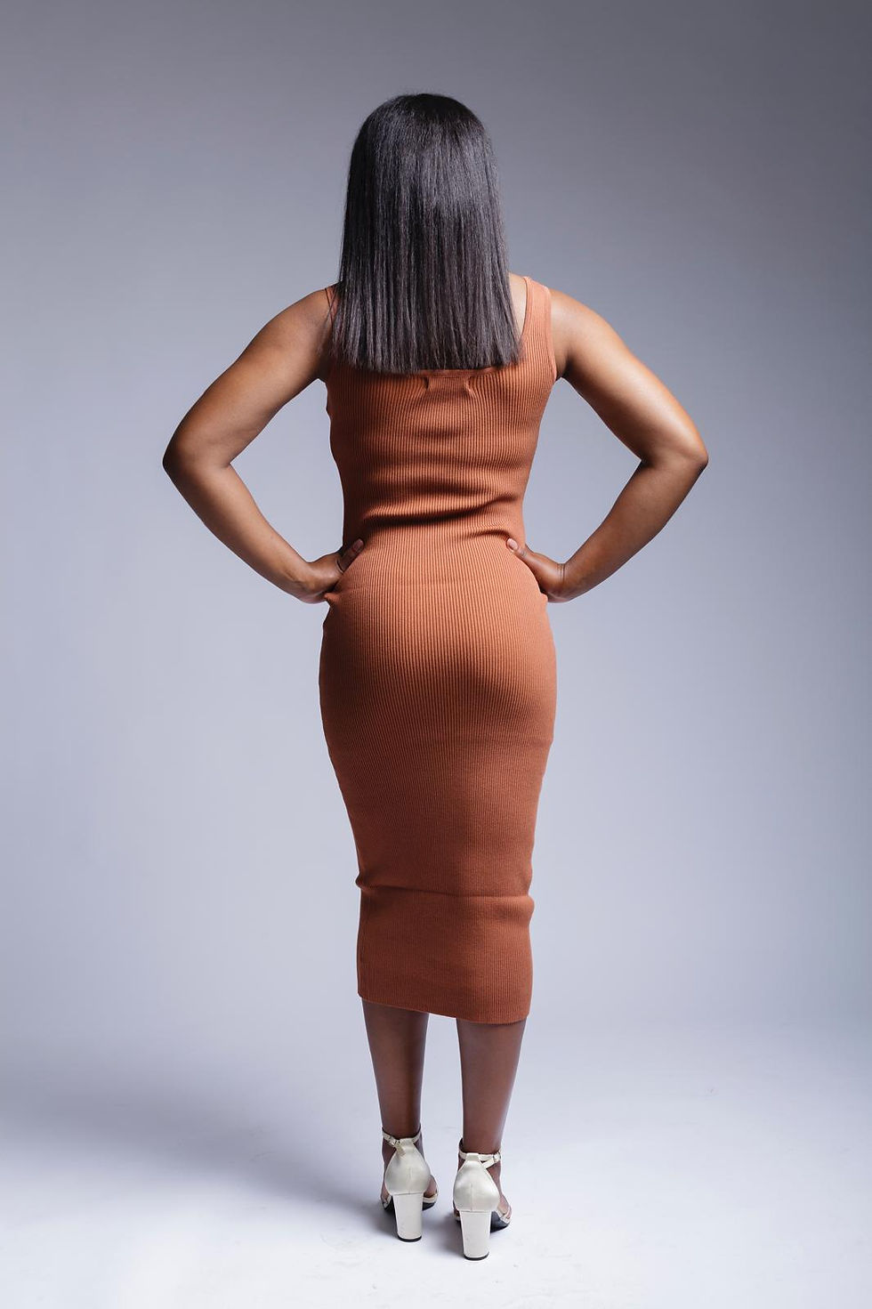 Thumbnail:  Women's (Tan) Ribbed bodycon Midi Dress 