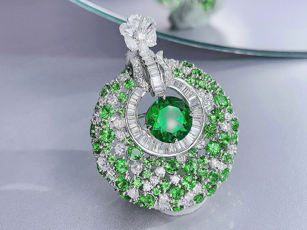 Thumbnail: HJY GRS Colombia Origin 18K Solid Gold Green Emerald Pendant Emearld 1.95ct