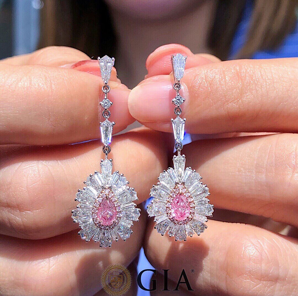 Thumbnail: GIA 0.31ct Light Pink Diamonds 18k White Gold Diamonds Earrings Female Studs