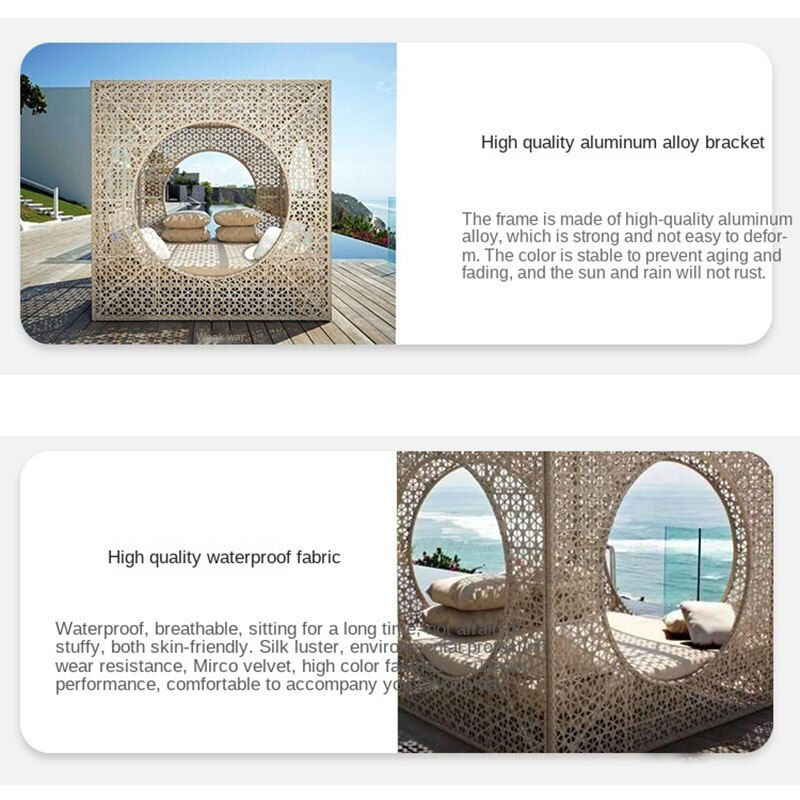 Thumbnail: Outdoor Rattan Bed Sofa Garden Courtyard Balcony  Lounge Chair Leisure