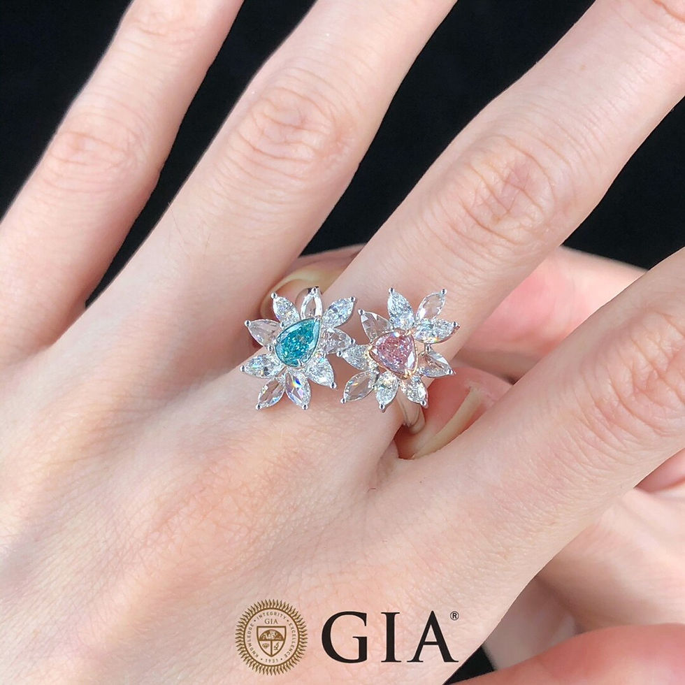 Thumbnail: GIA Fancy Light Bluish Green Blue Diamonds 0.26ct Fancy Pink Rings Solid