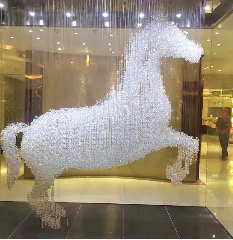 Thumbnail: Luxury Atmosphere Crystal Lamp Creative Personality Horse-Shaped Chandelier