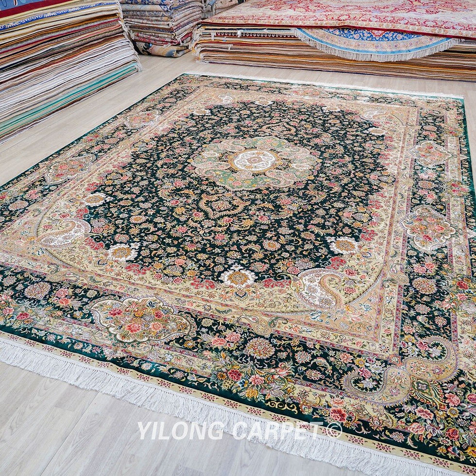 Thumbnail: Classic Oriental Emerald Handmade Home Silk Carpet (TJ250A)