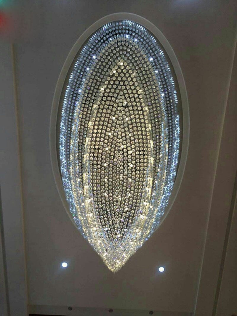 Thumbnail: Oval Hall Led Chandeliers Rectangular Crystal Light Led Lighting