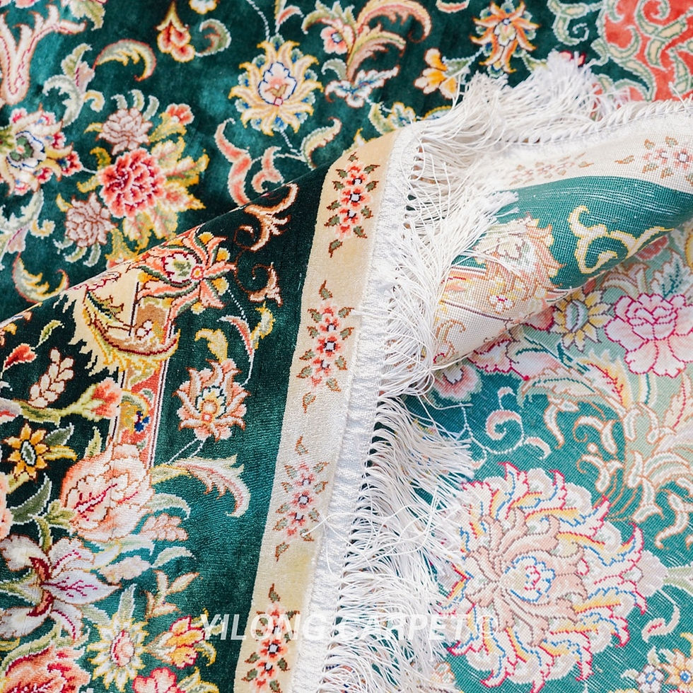 Thumbnail: Classic Oriental Emerald Handmade Home Silk Carpet (TJ250A)
