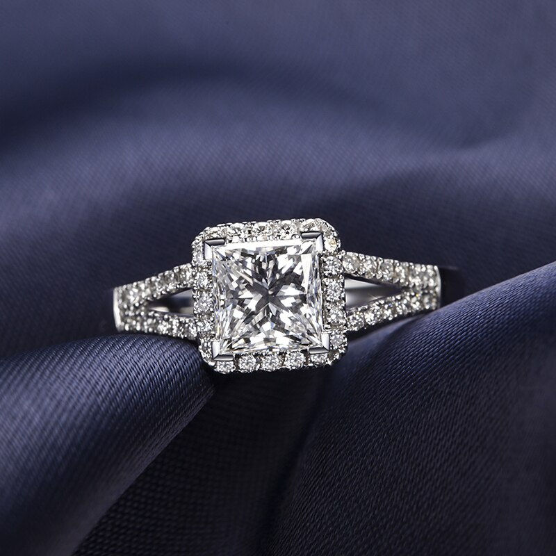Thumbnail: Zocai Halo Split Shank Real 1.3 Ct Certified D-E / vs Diamond Engagement Ring