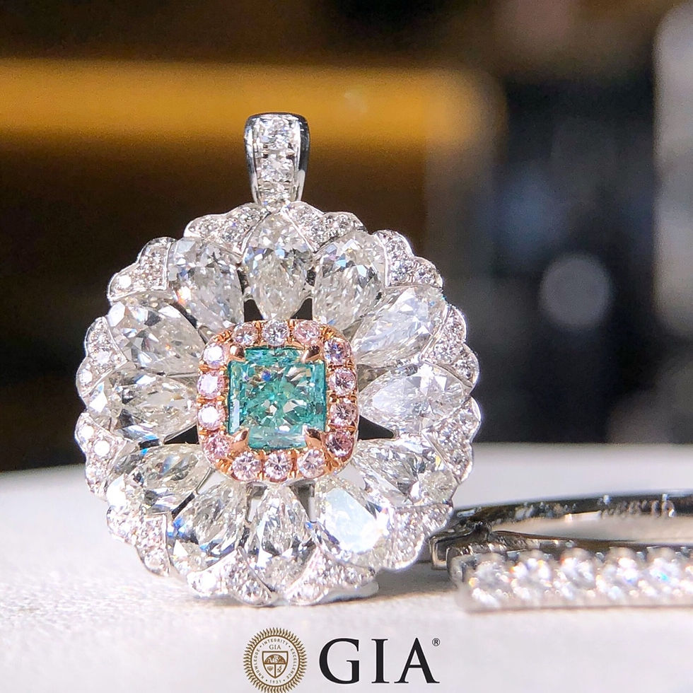 Thumbnail: GIA Green Diamonds 0.38ct Fancy Light Bluish Green Diamonds Rings Solid 18K